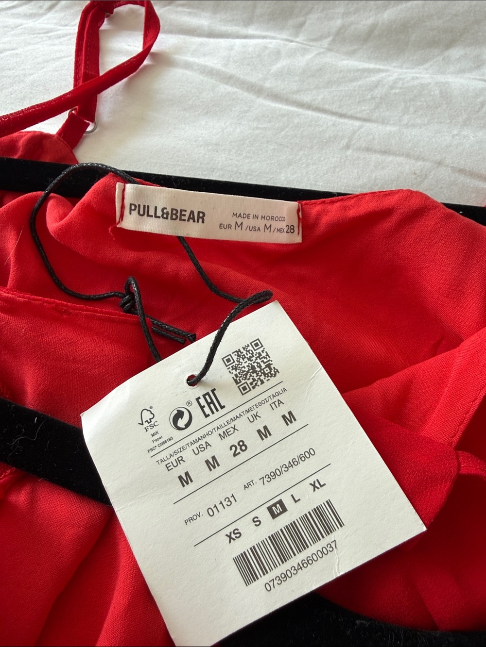 Pull&Bear Red Spaghetti-Strap Ruffle Mini Dress - Picture 2 of 4